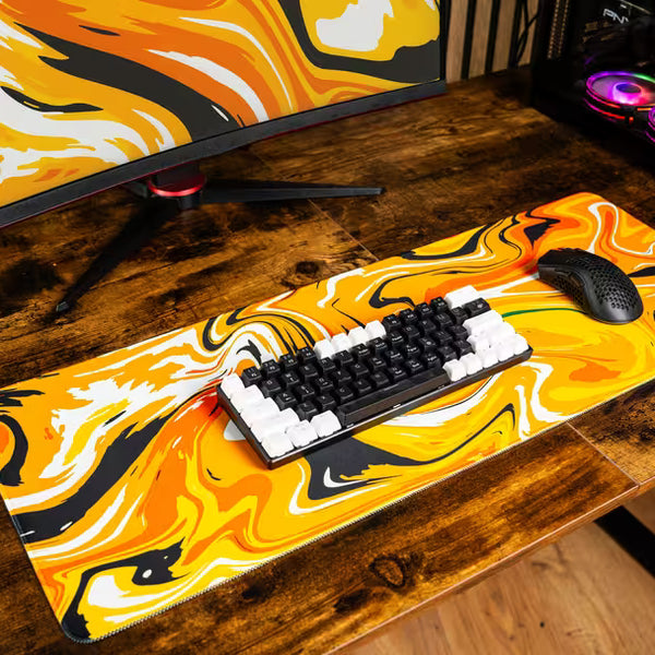 Krocoworld Mouse Pad The Orange Star Design – Tappetino Gaming 30x25 Cm Bordi Intrecciati